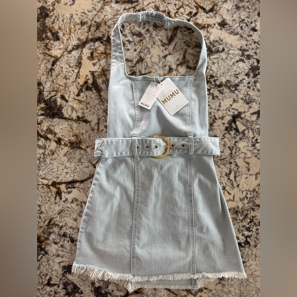 *NWT* SHOW ME YOUR MUMU Denim Belted Halter Mini Dress